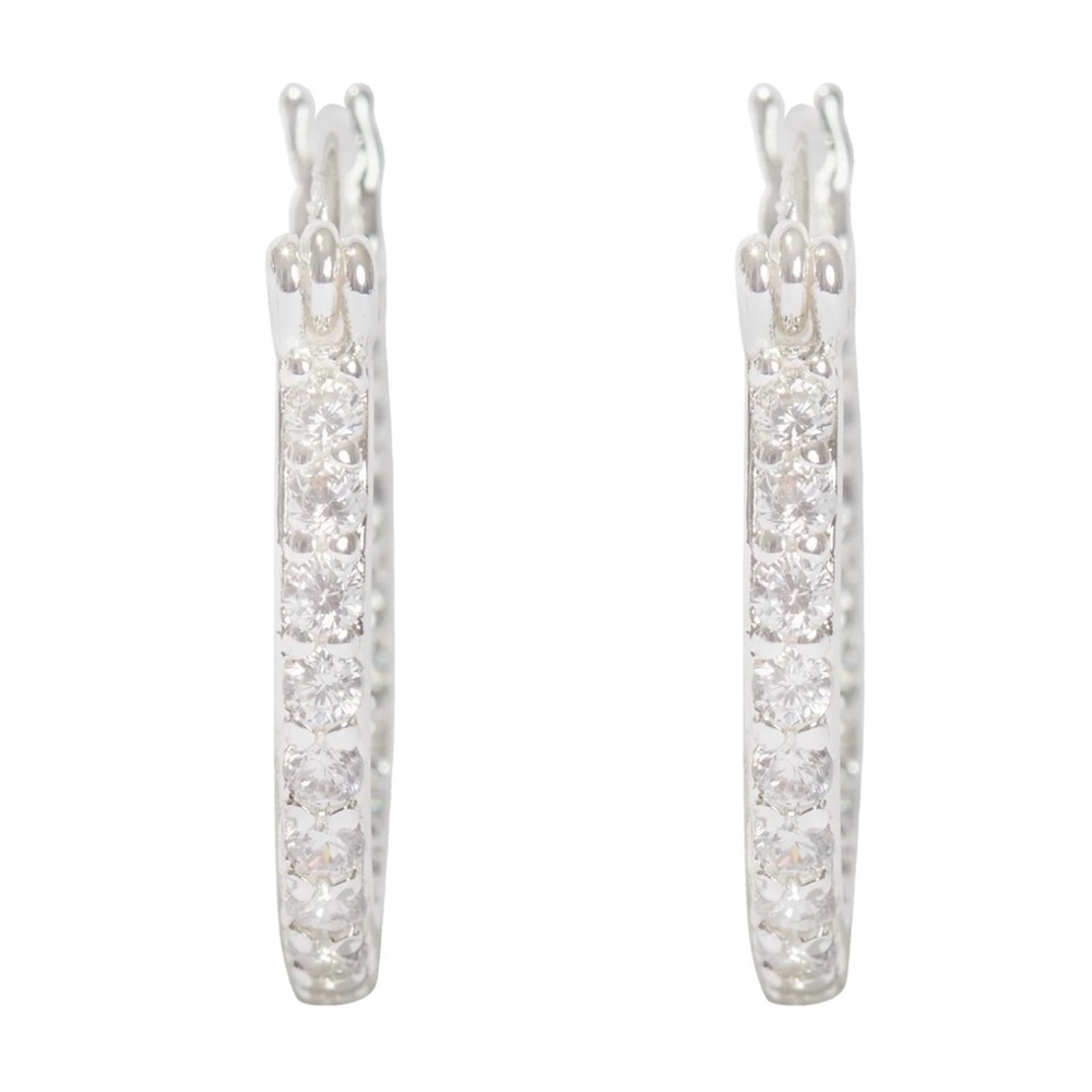 Crystal Haze Mini Serena Hoops Earrings-Silver